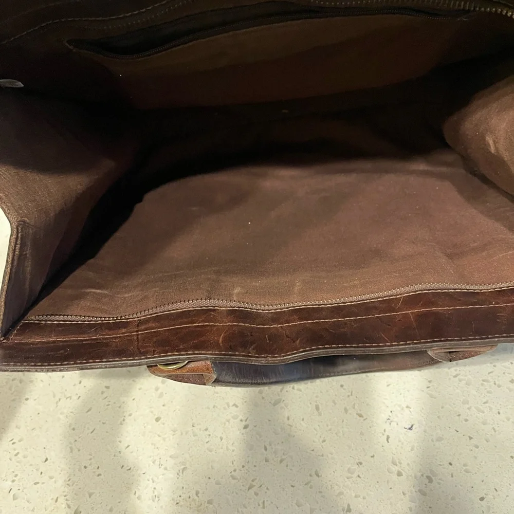 G.H. Bass brown leather tote purse bag brief case - Picture 5 of 12